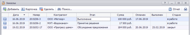 Общий журнал заказов