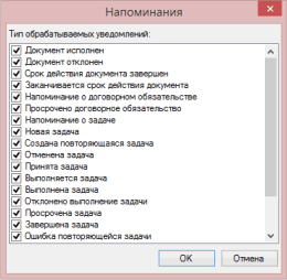 Типы уведомлений в программе